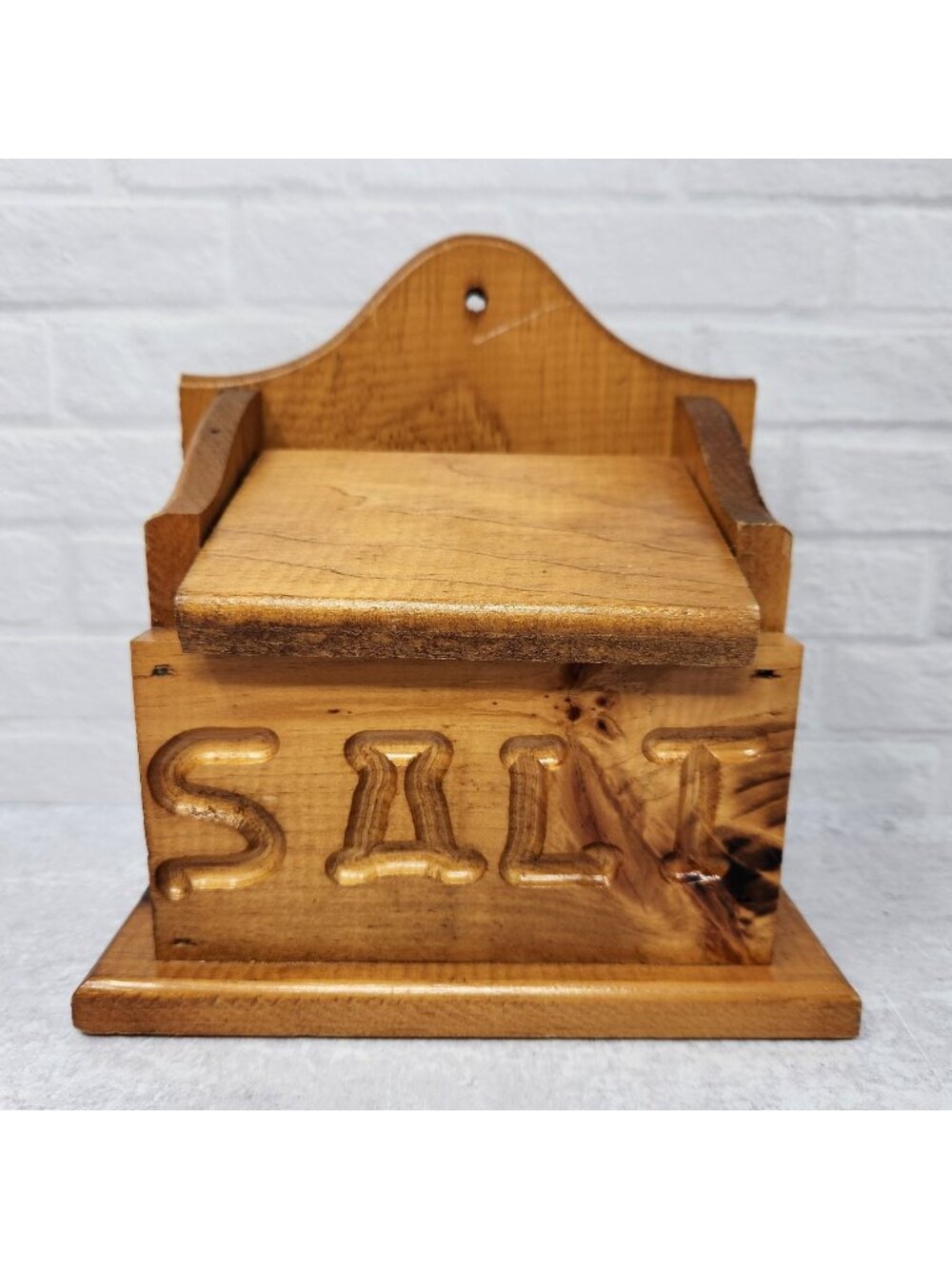 Handcrafted Wooden Salt Box Wall Hanging Storage Gallery Wall Hand Made Solid Wo
